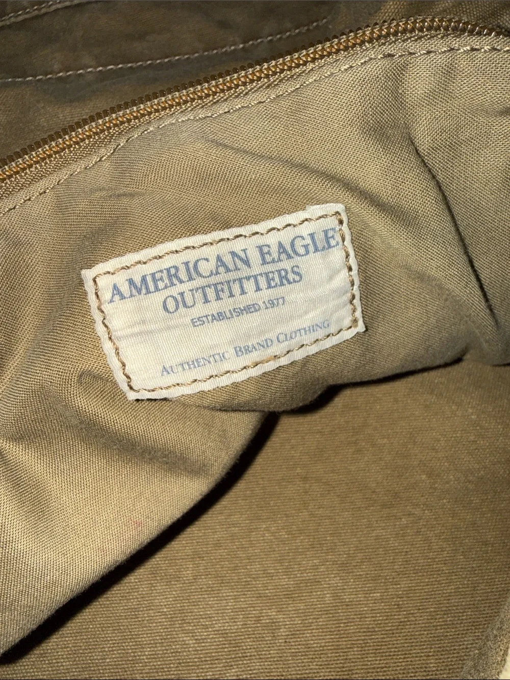 Sold! 🛑 American Eagle Tan Canvas Messenger Bag with Blue & Burgundy Strap
